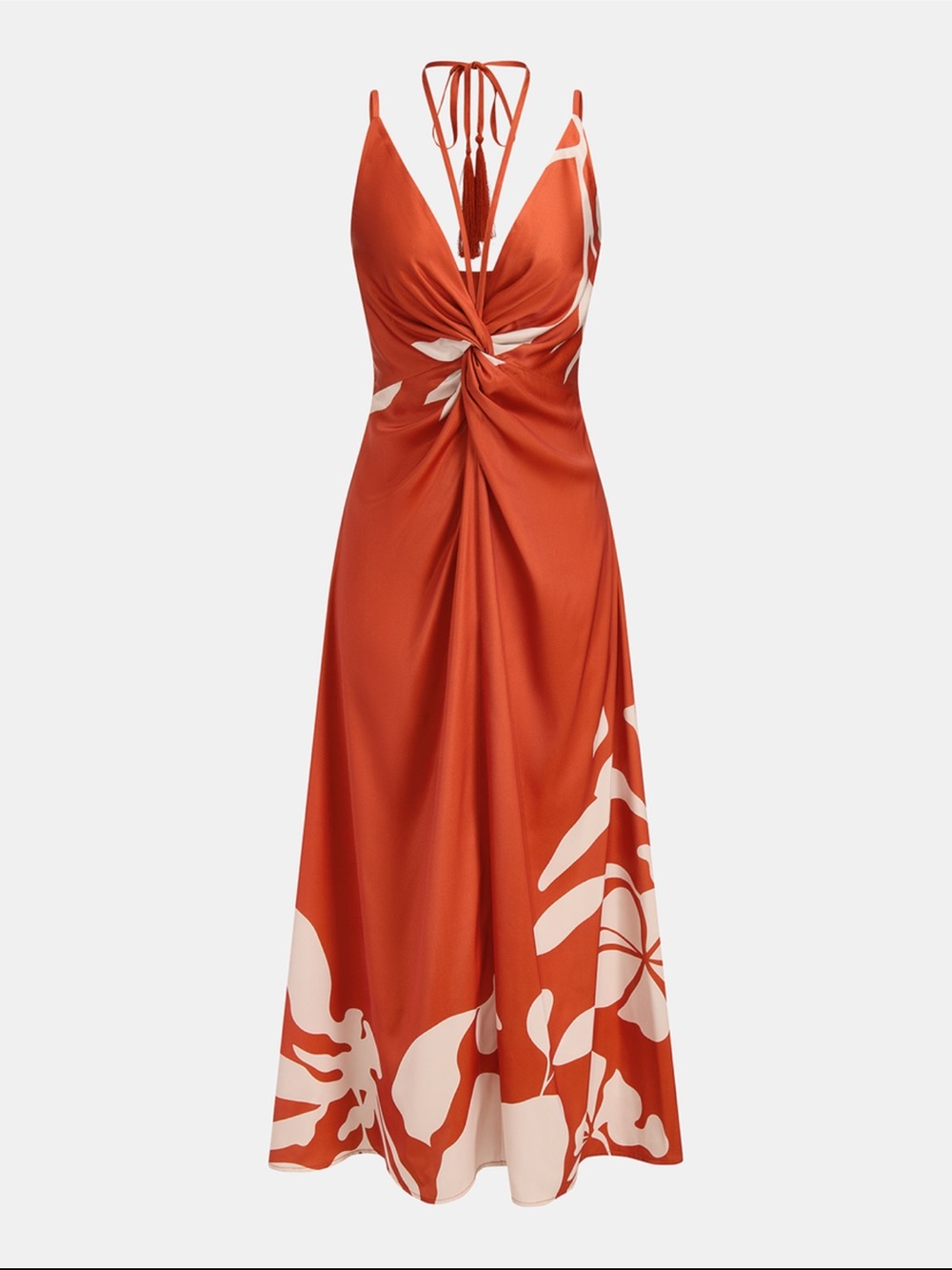 Commense Floral Twist-Front Maxi Dress